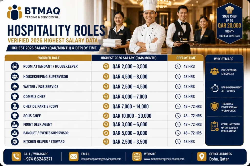 Manpower Supplier in Qatar for Hospitality