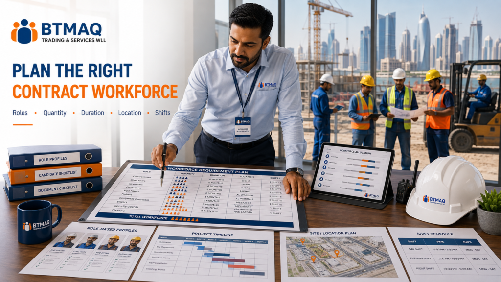 Contract workforce planning in Qatar based on roles, quantity, duration and shifts