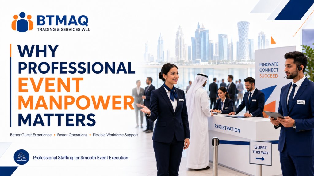 professional event manpower team supporting smooth event operations in Qatar