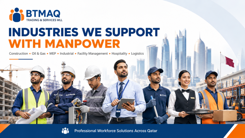 industries using manpower supply services in Qatar including construction oil and gas MEP hospitality and logistics