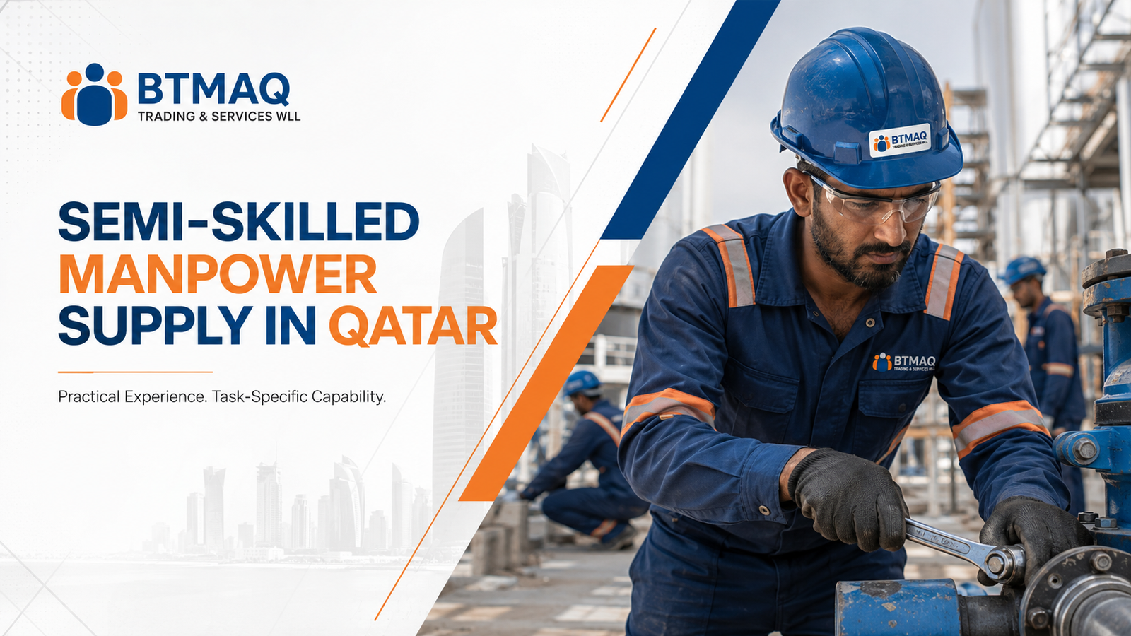 Semi-skilled manpower worker performing practical task in Qatar